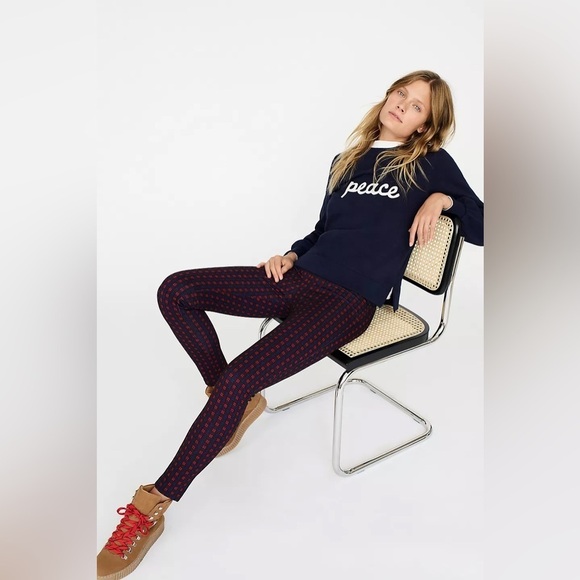 ANTHROPOLOGIE X SANCTUARY FINCHLEY PLAID LEGGINGS RED AND NAVY ANTHRO BOHEMIAN - Picture 2 of 13
